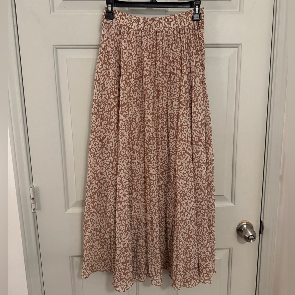 Vintage Pleated Pink Floral Skirt size Small